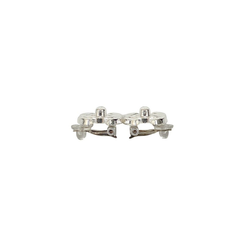 CHANEL Authentic Silver Logo Earrings - Picture 5 of 7
